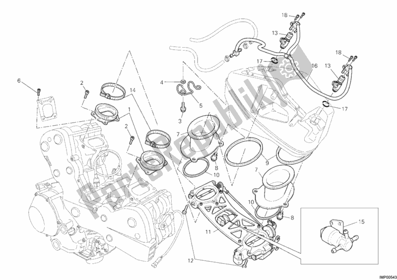 All parts for the Throttle Body of the Ducati Superbike 1098 S USA 2008